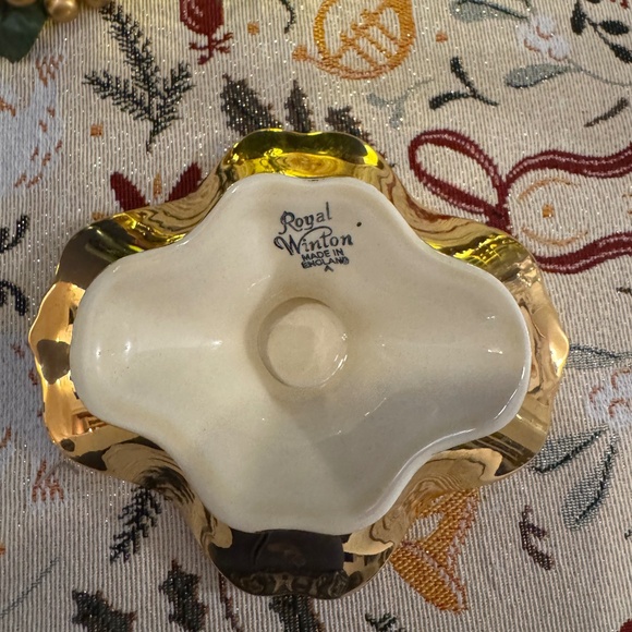 Vintage Royal Winton Grimwades Gold Luster Dish Trinket Tray Candy Bowl England - Picture 3 of 5